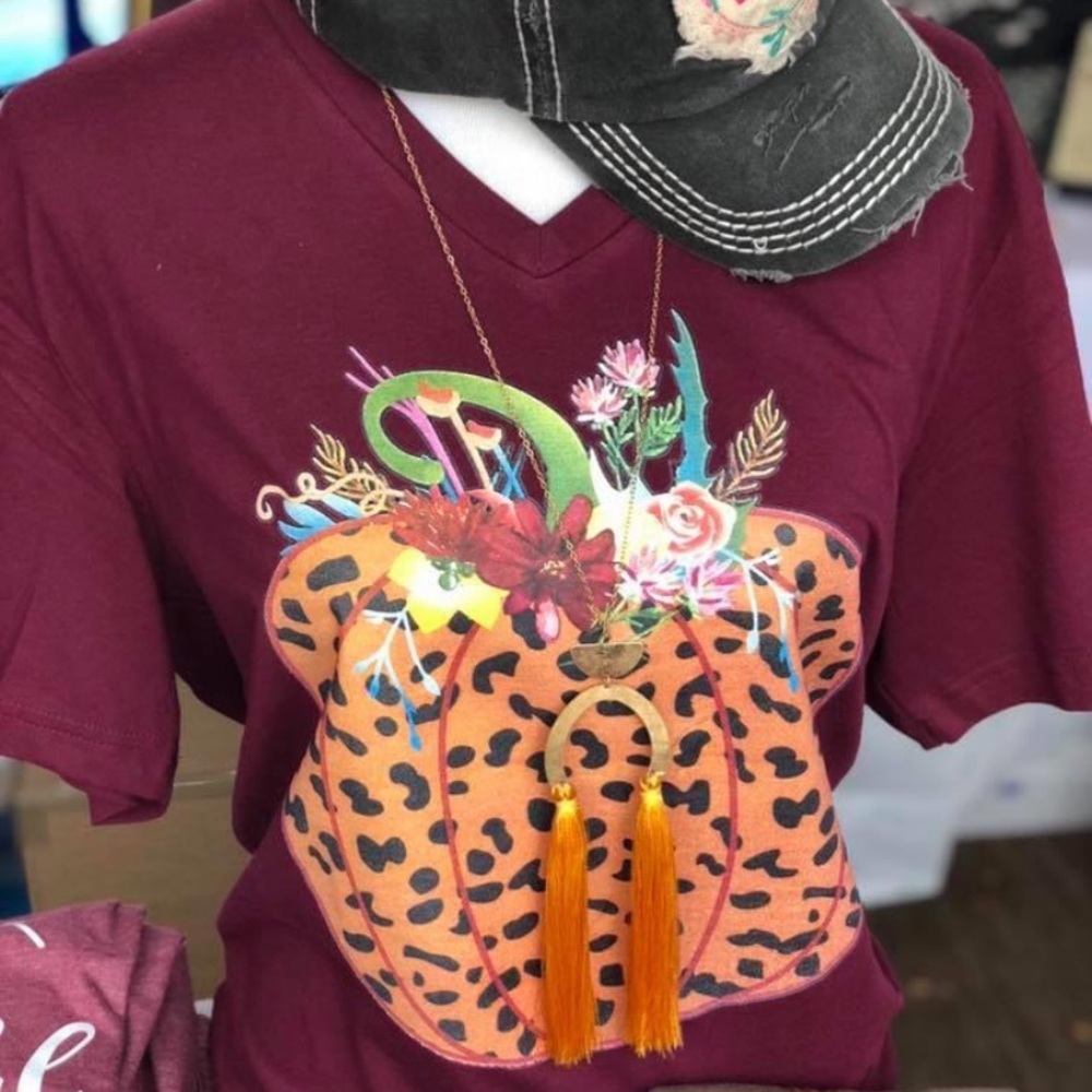 Leopard Pumpkin Fall v neck T-shirt , Bella canvas